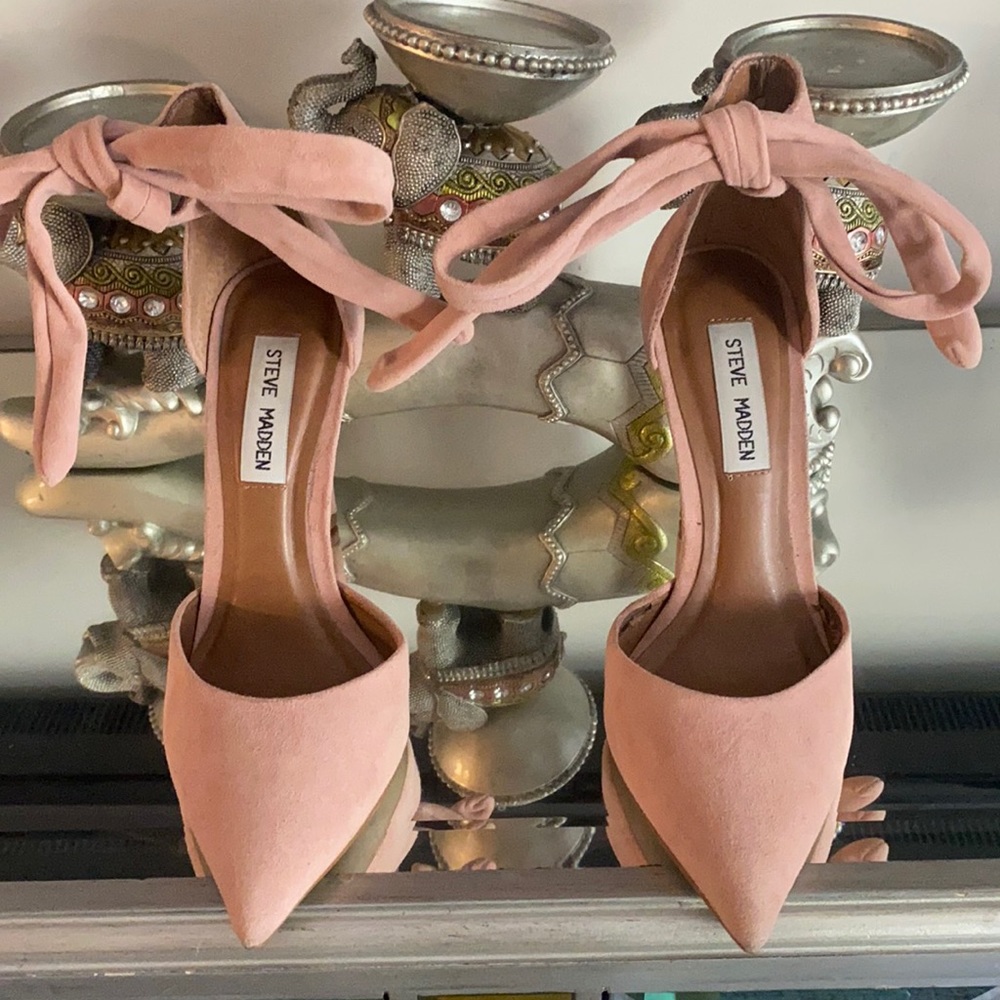 COPY - Blush Pink two piece suede stiletto pumps